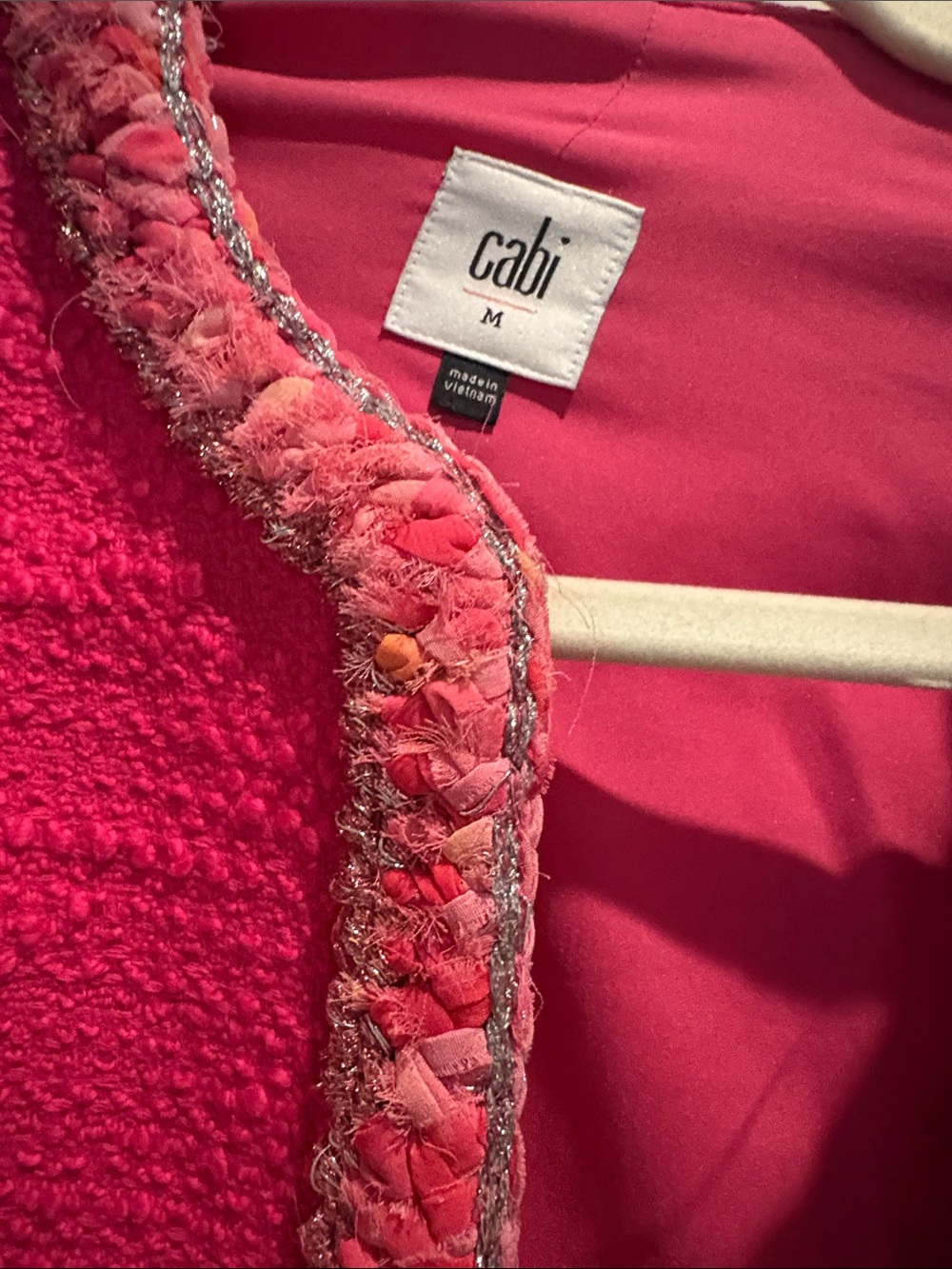 CAbi Hot Pink Tweed-Trim Jacket BALLROOM Medium NWOT - Picture 3 of 3